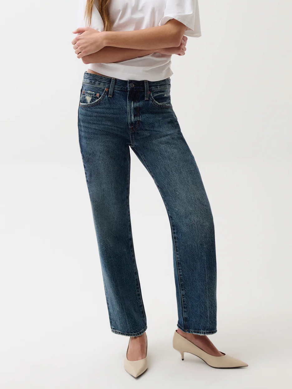 Pistola Lexi Mid Rise Bowed Straight Jeans In Artisan Wash 30